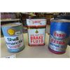 Image 4 : Texaco, Ultramar, Shell - Full Oil Tins, 1 Quart + 1 Gal Metal Pouring Jugs, 