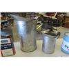 Image 5 : Texaco, Ultramar, Shell - Full Oil Tins, 1 Quart + 1 Gal Metal Pouring Jugs, 