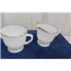 Image 2 : Fire King Cream + Sugar Set, Noritake Cream + Sugar Set, Wedgewood 