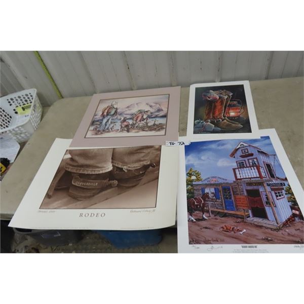 4 Western Prints ; Doug Lindstrom, John Salsnek, Wendy Liddle, 