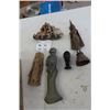 Image 1 : 5 Asian Figurines - 1 Brass + Stone Carvings