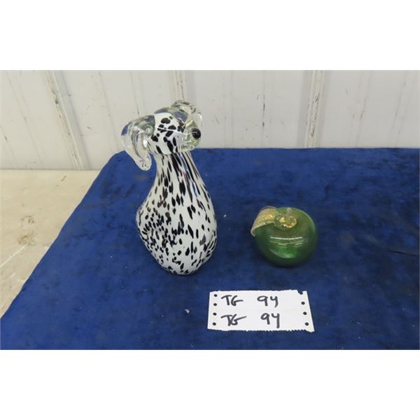 Blown Glass Dalmation 8" Tall + Apple