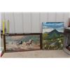 Image 1 : 2 Paintings ; Wild Horses 20" x 40" + Scenery 24" x 32"