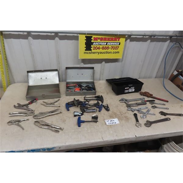 3 Full Tool Boxes ; Vice Grips, Allen Wrenches, Crescent Wrenches