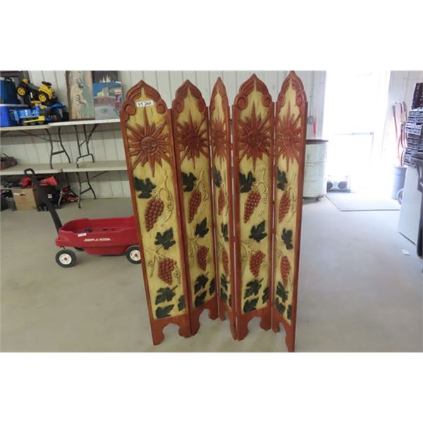 Room Divider 52  x 68   - Carved Wood Look, 5 Panel