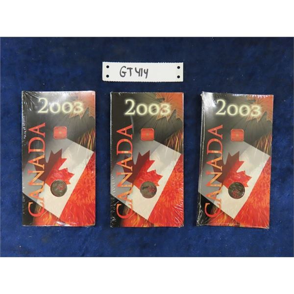 Lot of 3 Sealed 2003 Canada Colored 25 cent Coins- Royal Canadian Mint