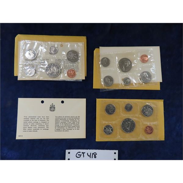 (3) 1969 Canada Uncirculated Coin Sets with Envelope - Royal Canadian Mint