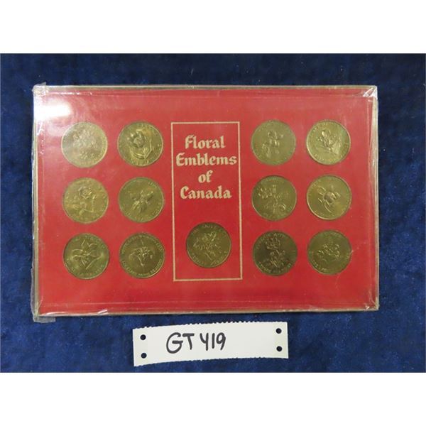 Floral Emblems of Canada Display Card with 13 Tokens