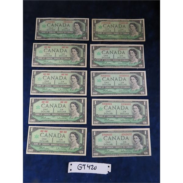 (10) 1967 Canada Centennial $1 Bills - Paper Money