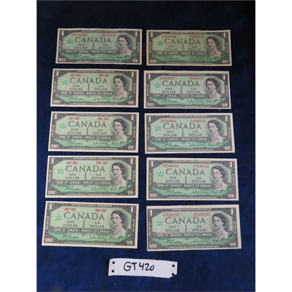 (10) 1967 Canada Centennial $1 Bills - Paper Money