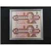 Image 2 : 2 Uncut + Uncirculated Canadian $2 Bills - 1986 Encapsulated