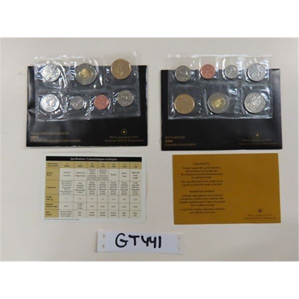 2005 Royal Canadian Mint Uncirculated Coin Set + Special Edition Set - Both with Envelope