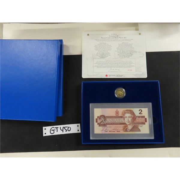 1996 Canada $2 Proof Coin + Bank Note Set in Gift Box - Royal Canadian Mint