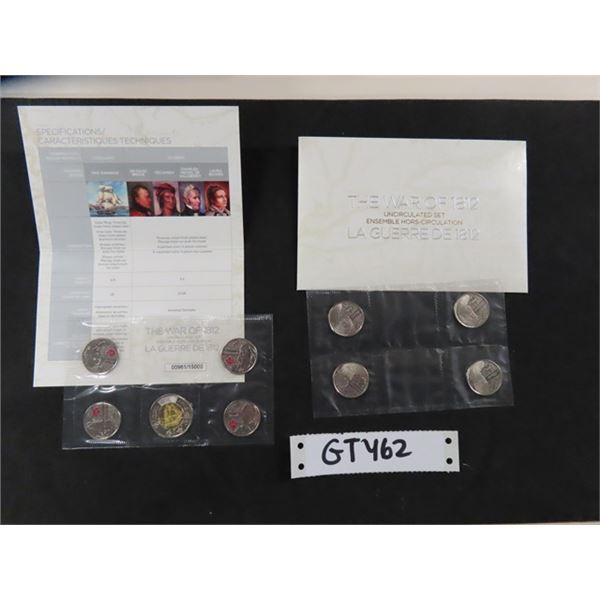 2012 War of 1812 Uncirculated Coin Set - Royal Canadian Mint in Envelopee