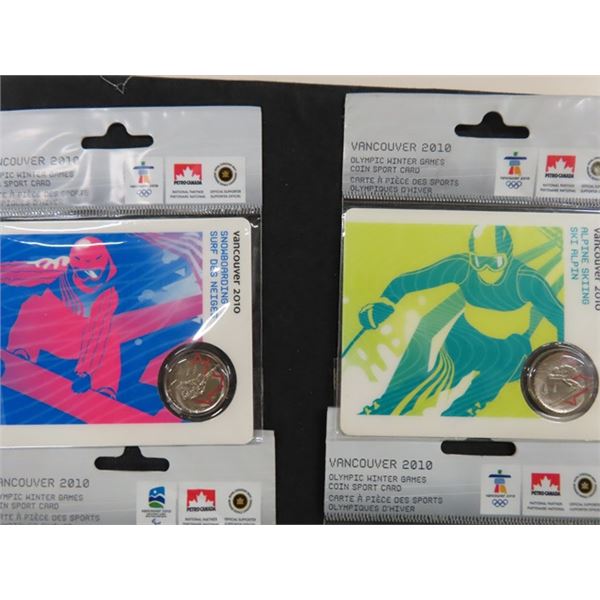 8 Vancouver 2010 Olympic Games 25 cent Coins Sealed on Cards