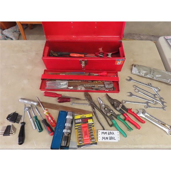 Tool Box with Wrenches, Screwdrivers, Files, Snips + More