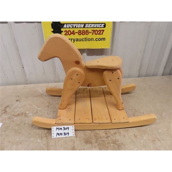 Small Wooden Hand Made Rocking Horse 17" by 24" 