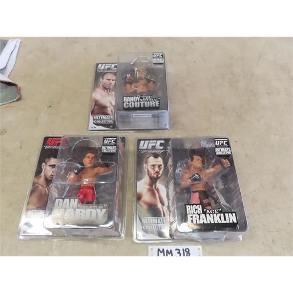 3 UFC Collectible Action Figures ; Dan Hardy,  Rich Franklin, Randy Couture