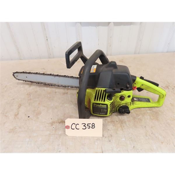 Poulan Model 2150 Gas Chainsaw with 16" Bar - has Good Compression