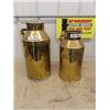 Image 1 : Pair of Vintage Milk/ Cream Cans with Brass Finish - 1 is Peeling - 