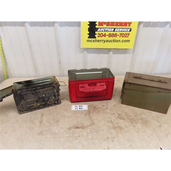 3 Assorted Metal Ammo Boxes