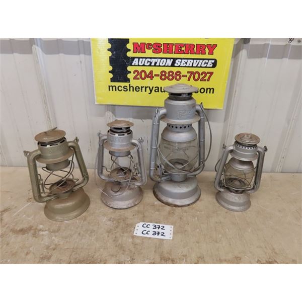 4 Barn Lanterns; Fourhand #27, 3 Beacon - 2 Small Beacon Need Glass