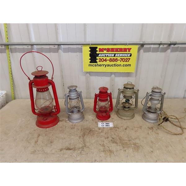 5 Barn Lanterns - 2 Converted to Electric ; Beacon, Fourhand, Made