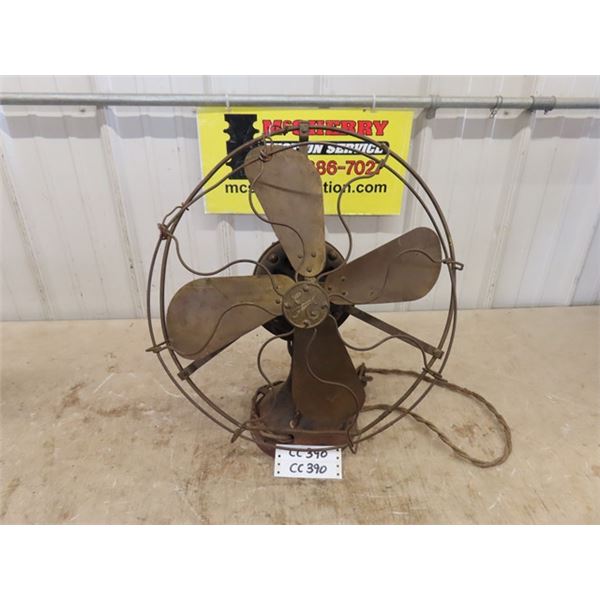 General Electric G-1684-T Brass Blade Table Fan 15" Blade - Works, 