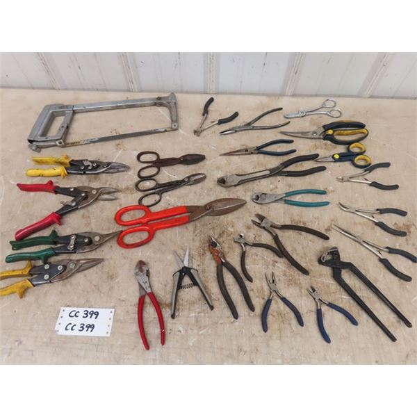 Large Assortment; Pliers, Snips, Side Cutters