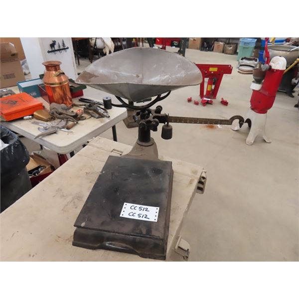 T. Eatons 240 lb Brass Beam Table Scale with Scoop