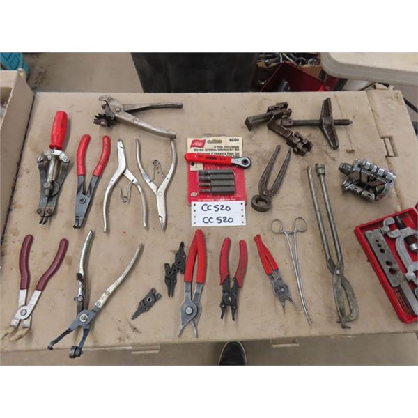 Assorted Specialty Pliers ; Snap Ring plus more, Rigid Flaring Tool Kit, 