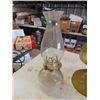 Image 2 : 4 Coal Oil Lamps - 2 Smaller Clear, Green, Amber - Tallest 18.5"