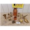 Image 1 : Assorted Decorative Brass + Copper ; Milk Jug, Swan Soap Dishes, Candle 