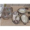 Image 2 : Large Assortement of Silver Plate + Chrome ; Platters, Buckets, Utensils, 