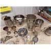 Image 3 : Large Assortement of Silver Plate + Chrome ; Platters, Buckets, Utensils, 