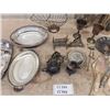 Image 4 : Large Assortement of Silver Plate + Chrome ; Platters, Buckets, Utensils, 