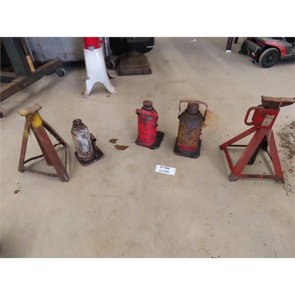 2 Jack Stands, 3 Heavy Duty Bottle Jacks