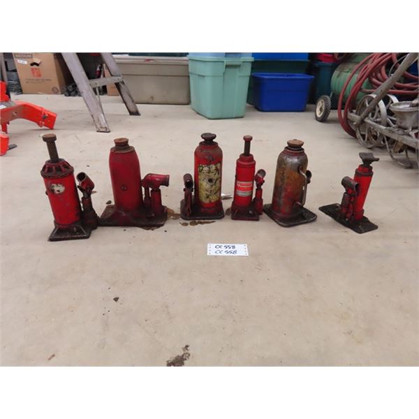 6 Assorted Hydraulic Bottle Jacks - up to 12 Tons