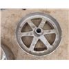 Image 3 : Cast Metal Hand Pump, 2 Cast Steel Wheels/ Pulleys ; 8.5" + 10" wide