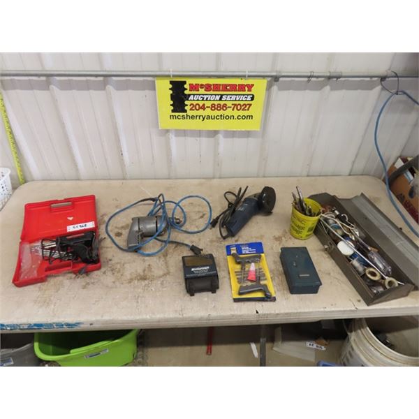 Soldering Kit, 3/8  Drill, Mastercraft Angle Grinder, Tire Repair, Solder,