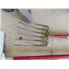 Image 3 : Gas Powered Weed Eater, 6 Tine Hay Fork, Floor Squeegee, Fiskars Dandelion