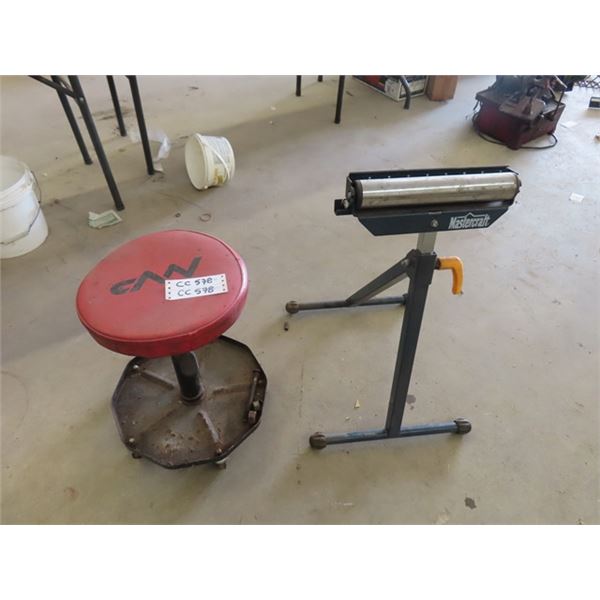 Mastercraft Roller on Stand, Small Rolling Mechanix Stool with 