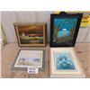 Image 1 : Lot of 4 Oil on Canvas Framed Pictures - Largest 14" x 17" 