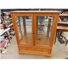 Image 1 : Modern Oak China Cabinet 16" x 44" x55" - 1 End Glass is Broken