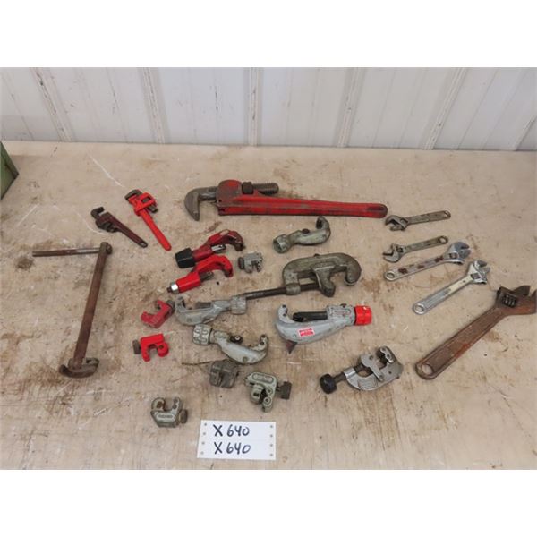 Assorted Pipe Cutters, Pipe Wrenches, Crescent Wrenches