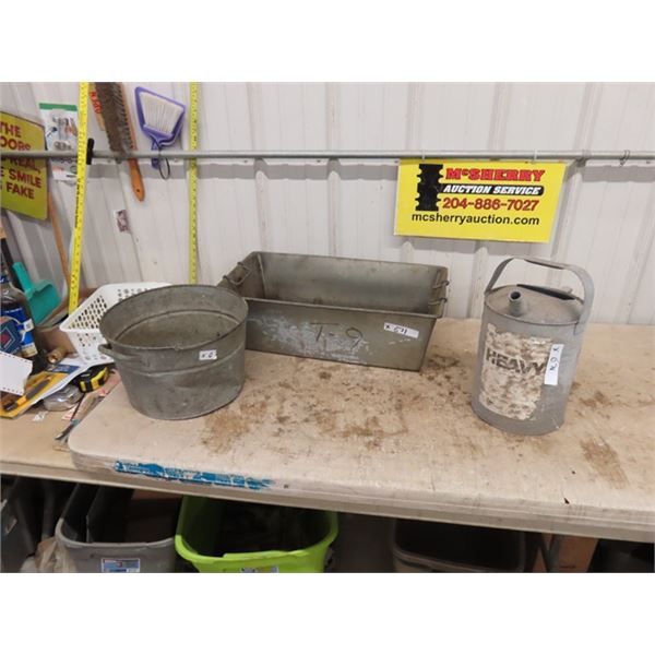 2 Galvanized Tubs & Water Pail