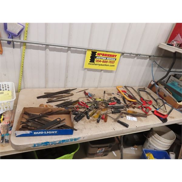 Files, Hacksaws, Scrwedrivers + Odds n Ends of Tools