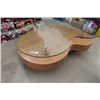 Image 1 : Modern Kidney Bean Shaped Wood with Raised Glass Top Coffee