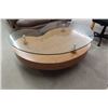 Image 3 : Modern Kidney Bean Shaped Wood with Raised Glass Top Coffee