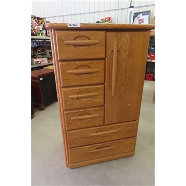 Modern Tall Boy Dresser/ Armoire - 6 Drawer + 1 Door 18.5  x 36  x 57  